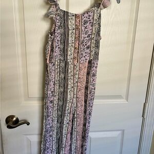 art class Pink & Cream Boho Stripe Floral Tie-Shoulder Jumpsuit